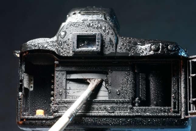 Visualisierung einer Kamera-Nassreinigung (benösste Kamera)