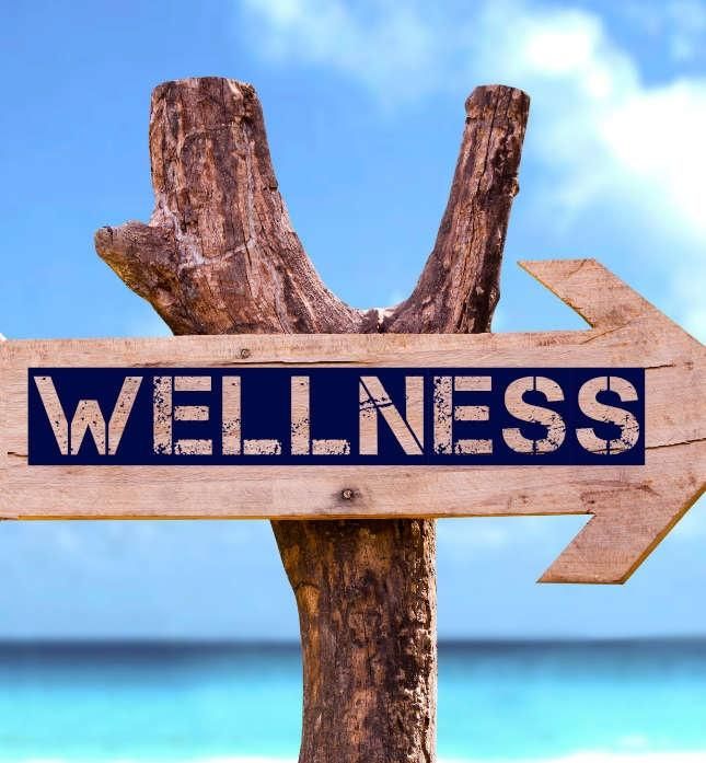 Wegweiser-Schild mit Hinweis auf Wellness