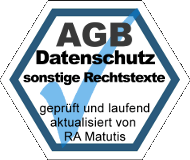 Sigel: geprüfte Rechtstexte (AGB & Datenschutz) von RA Matutis